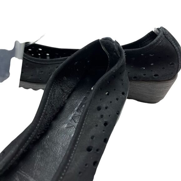 THE FLEXX Black Genuine Leather Suede Loafers Slip On Low Wedge Shoes Casual 9.5 - Picture 12 of 15